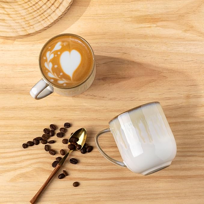 LERATIO 12OZ Ceramic Coffee Mugs Set of 6, Large Porcelain Coffee Cups With Large Handle For Latte,Cappuccino,Milk,Cocoa,|Dishwasher&Microwave Safe Mug Sets,Ideal for Man,Woman,Dad, Mom