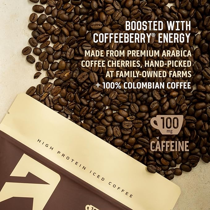 Ascent Iced Coffee Protein Powder - High Protein Coffee Powder, 20 g Protein & 100 mg Caffeine - 30 Servings