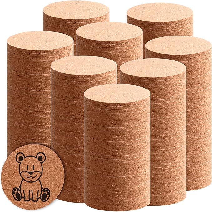 Layhit Cork Coasters for Drinks Absorbent Cork Trivets 4 Inch Bulk Blank Coasters for Kitchen Office Dishes Plate Wine Glass Cup Cottage DIY Crafts(400 Pcs,Round)