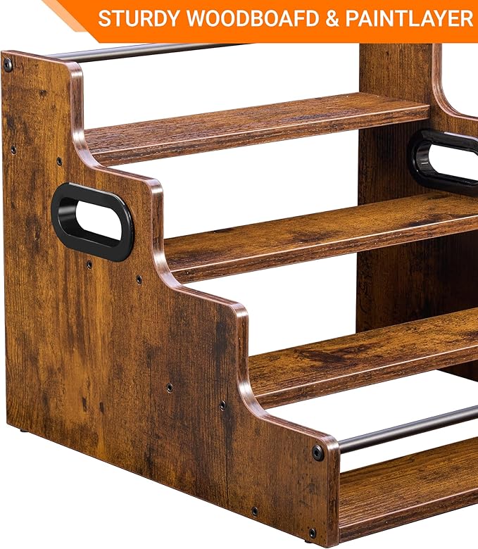 YQBRAO 4-Tier Liquor Bottle Display Shelf, Coffee Syrup Rack Organizer, Water Bottle Organizer, Mini Bar Cabinet, Rustic Bar Shelves for Liquor Whiskey, Spirits