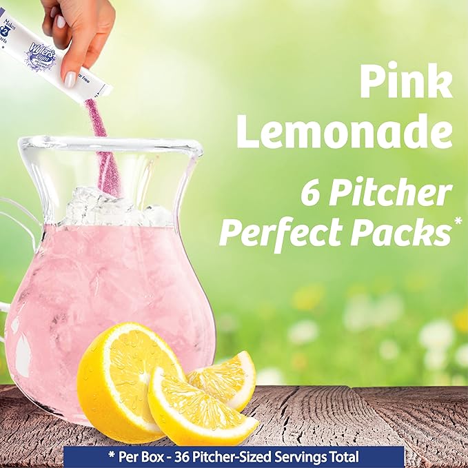 Wyler's Light Pitcher Packs, Water Drink Mix, Pink Lemonade, 6 Boxes (36 Pitcher Packets)