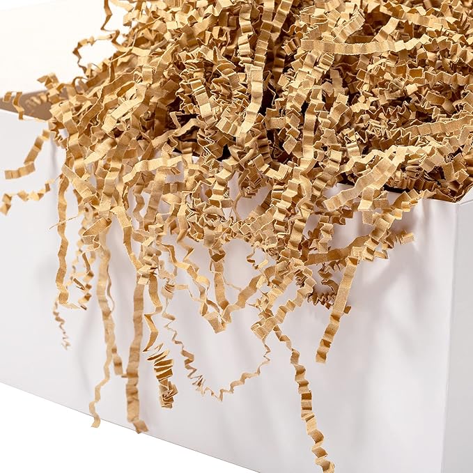Mefleet 2 LB Crinkle Cut Paper Shred Filler Brown Crinkle Shredded Paper for Gift Box - Gift Basket Bag Filler - Kraft Grass Cushion Stuffing for Christmas Holiday Packaging Wrapping