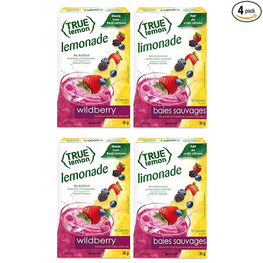 True Lemon WILDBERRY LEMONADE (Pack of 4) 10ct each box. True Citrus