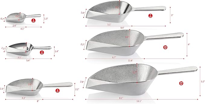 New Star Foodservice 34622 Cast Aluminum Flat Bottom Utility Scoop, 1oz, Extra Small Size, Silver (Hand Wash Only)