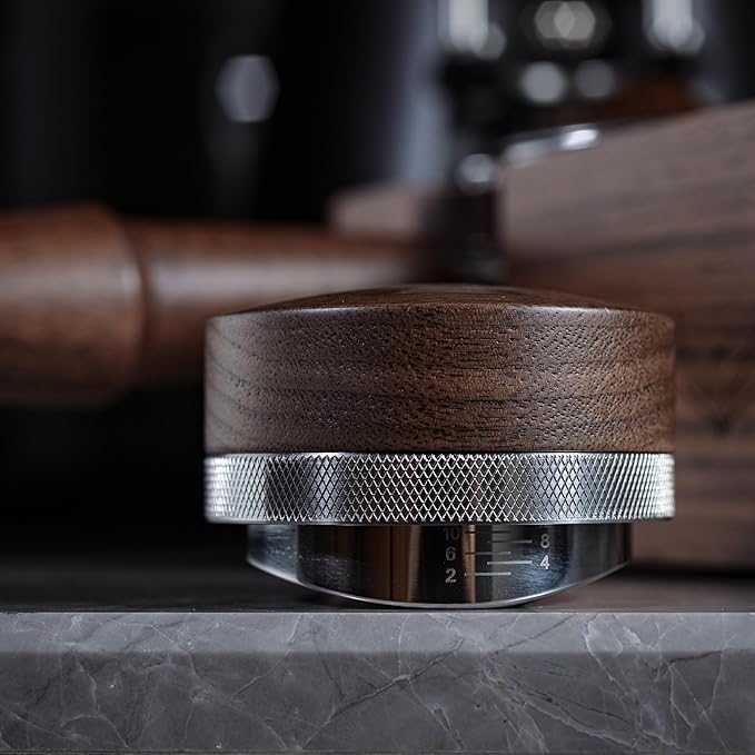 51.5mm Espresso Distributor for La Pavoni Post Millenium Models Wooden Coffee Distribution Tool Adjustable Depth Stainless Steel Espresso Leveler