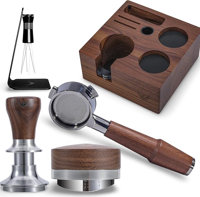 54mm Espresso Accessories Tamper Set For Breville Machines Includes Calibrated Tamper, Bottomless Portafilter, Tamping Station, Distribution Tool and WDT Tool