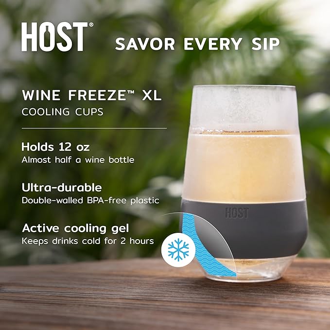 HOST Freeze™ XL Cooling Cup in Double Walled Insulated Freezable Drink Chilling Tumbler with Freezing Gel, 12 Ounces - Set of 1, Marble