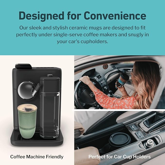 NOVA CERAMICS Coffee Travel Mug – Reusable Coffee – Microwave & Dishwasher Safe Coffee Green Tumbler - Gifts For Women Men Him Her – 16oz – Emerald