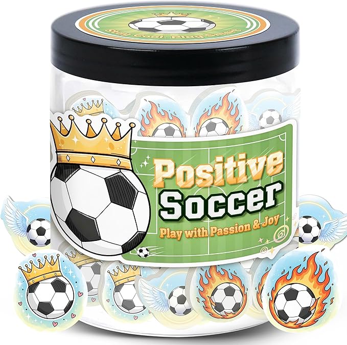 Positive Soccer Jar with 60 Affirmation Cards, Emotional Support Gift, Soccer Coach Gift, Funny Soccer Gifts for Men, Birthday or Christmas Gifts, Inspirational Home and Office Decor