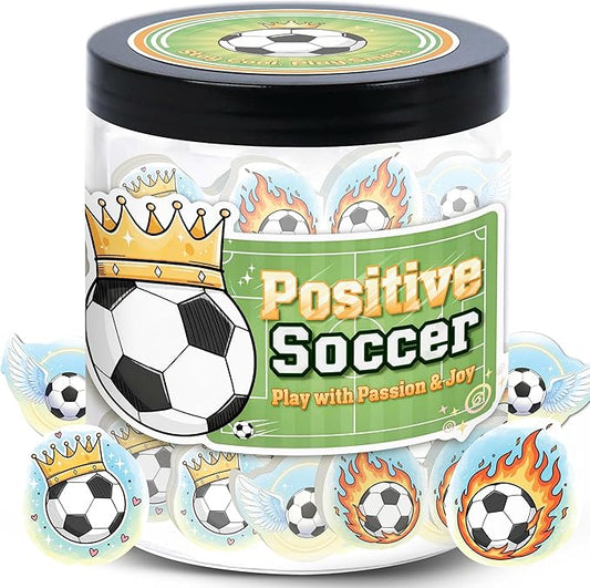 Positive Soccer Jar with 60 Affirmation Cards, Emotional Support Gift, Soccer Coach Gift, Funny Soccer Gifts for Men, Birthday or Christmas Gifts, Inspirational Home and Office Decor