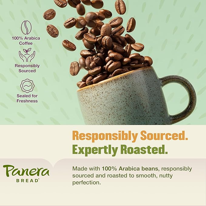 Panera Caramel Light Roast Ground Coffee, 100% Arabica, Naturally Flavored Caramel, Rich Buttery Taste, Sustainably Sourced, 12oz Bag Pack of 6 (72 oz Total)