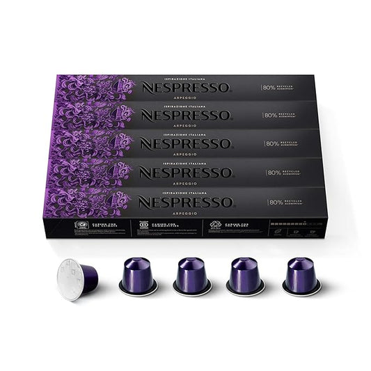 Nespresso Capsules Original, Arpeggio, Dark Roast Espresso Coffee, 50-Count Espresso Pods