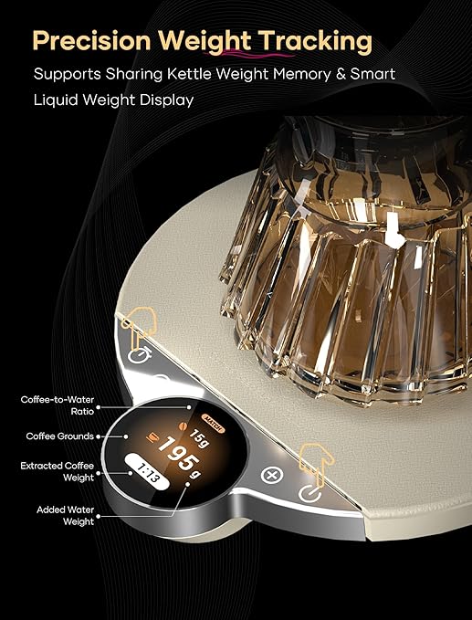Cocinare Balance Pro 0.1g Precision Coffee Scale, 3.5kg Digital with Timer Kitchen Scale for Coffee & Food, App Control (Black)