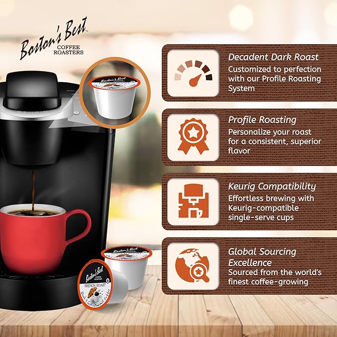 Boston’s Best - Rich & Bold French Roast Gourmet Delectable Dark Roast Coffee, Compatible with Keurig Coffee Maker, 1 Count (42 Single Serve Cups)