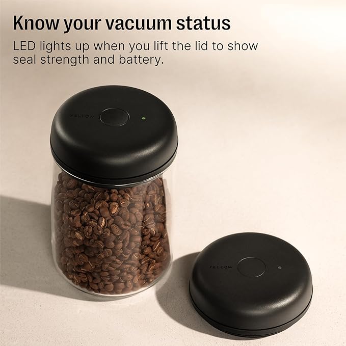 Fellow Atmos Electric Vacuum Canister & Storage Container - Airtight Coffee & Food Storage Containers - Coffee Containers - (Matte White, 1.2 Liter)