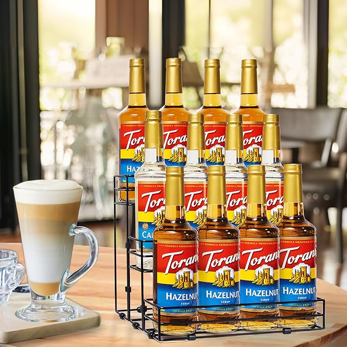 TelKeen 12 Bottles Coffee Syrup Rack Organizer, Coffee Syrup Stand Holder, 3 Tier Coffee Syrup Organizer for Coffee Bar Station, Wine Rack for Countertop, Bottle Display Shelf for Cocktail, Dressing