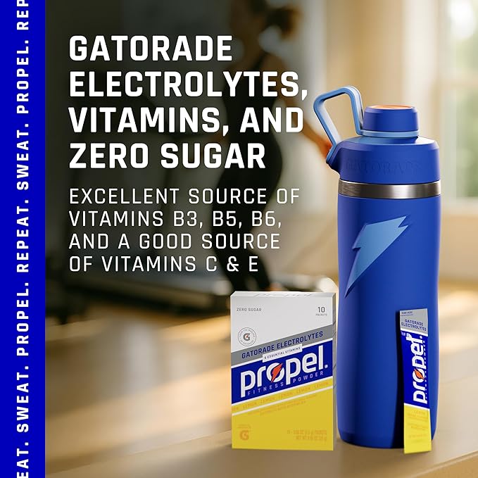 Propel Electrolyte Enhanced Water Drink Mix Powder Packets,Lemon,Zero Calorie & Sugar,Hydration with Electrolytes and Vitamins C & E,(Pack of 240)