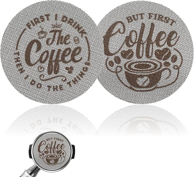 2 Pcs 53.3mm Espresso Puck Screen, 1.7mm Thickness 150 Micrometre Reusable Stainless Steel Coffee Filter Mesh Plate for Espresso Portafilter Filter Basket