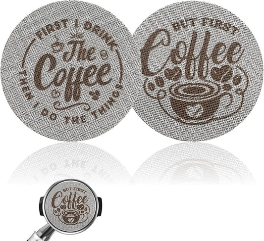 2 Pcs 53.3mm Espresso Puck Screen, 1.7mm Thickness 150 Micrometre Reusable Stainless Steel Coffee Filter Mesh Plate for Espresso Portafilter Filter Basket