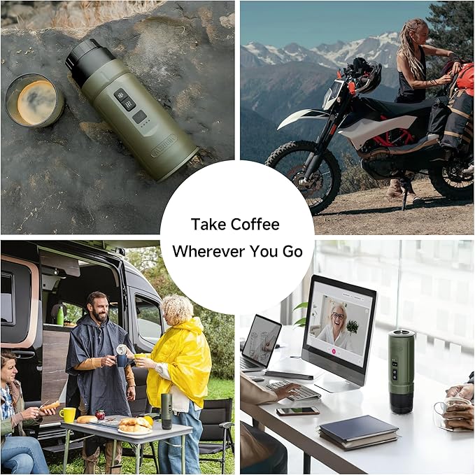 HIBREW H4C Classic - Portable Electric Espresso Maker, USB-C Rechargeable for Coffee Pods & Ground Coffee, Compact for Home and Travel