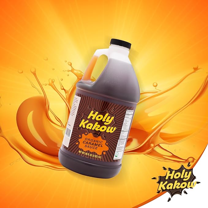 Holy Kakow Organic Caramel Sauce - Caramel Sauce for Coffee, Caramel Drizzle, Vegan Caramel Sauce, Keto Caramel Sauce for Ice Cream, Dairy-Free Caramel Sauce, Gluten-Free, Allergen-Free - 64 Oz