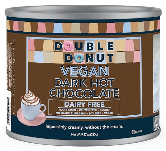 Double Donut Coffee Dark Vegan Hot Cocoa, Rich Chocolate Cocoa Mix, Gluten & Dairy Free, Velvety Smooth, 9.87 Oz