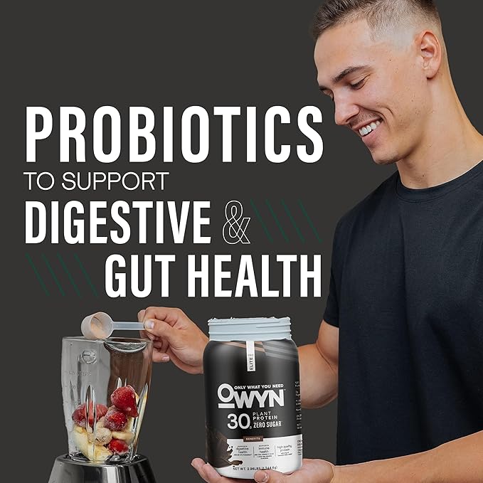 OWYN Only What You Need Pro Elite Chocolate Flavored Protein Powder, 32g Protein, 0g Sugar, 3g Fiber, High Protein, Dairy Free, Gluten Free, Plant Based Protein Powder, 2.9LB