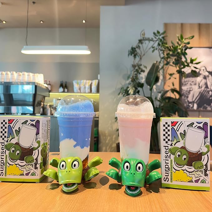 JOD® Turtle Coaster, 3D Printed Funny Tea Coasters with Interactive Expression, 2PC Turtle Cup Holder,Liftable Limbs & Expressive Face Turtles,Tortoise Lover Gag Gifts(2pc-Light Green Green)