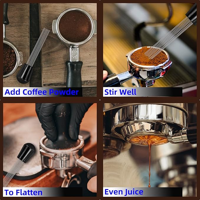 Wdt Tool, Espresso Coffee Stirrer 12 Needles 0.4mm Espresso Distribution Tools with Stand, Espresso Coffee Distributor