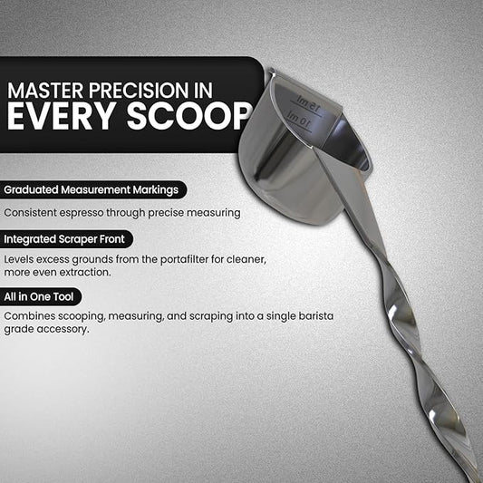 Rattleware Stainless Steel Spoon Twist – Coffee Scoop with Graduated Measure, Long Handled Espresso Spoon, Barista Tool, Coffee Bar Accessories, Measuring Tablespoon for Ground Coffee