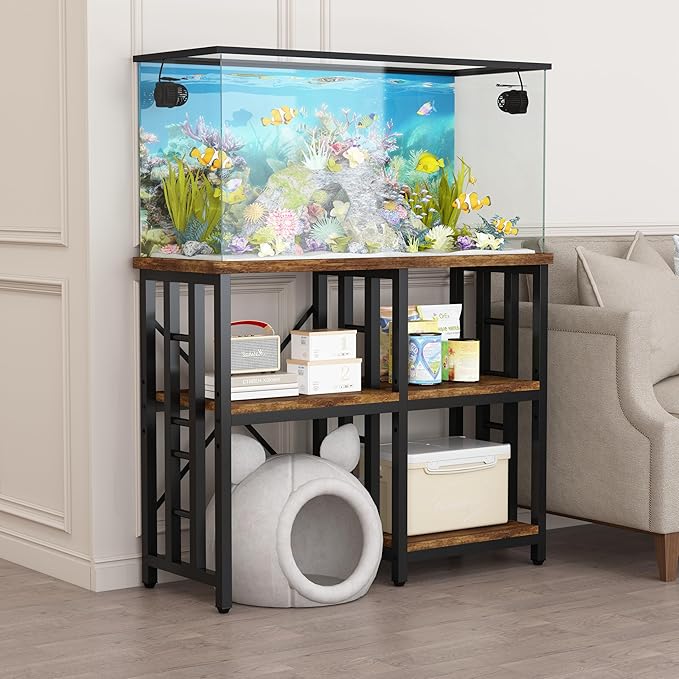 4-Tier Bakers Rack for Kitchens with Storage, Mini Fridge Stand, Microwave Oven Stand Table, Bar Cabinet, Aquarium Stands, Adjustable Shelves Freestadning for Kitchen, Living Room, Office, Patio.