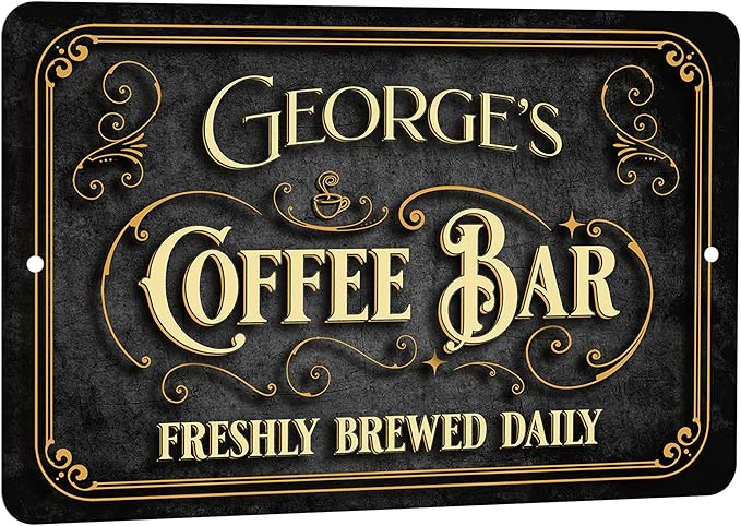 Coffee Bar Sign. Personalized, Vintage Design (12 x 18)