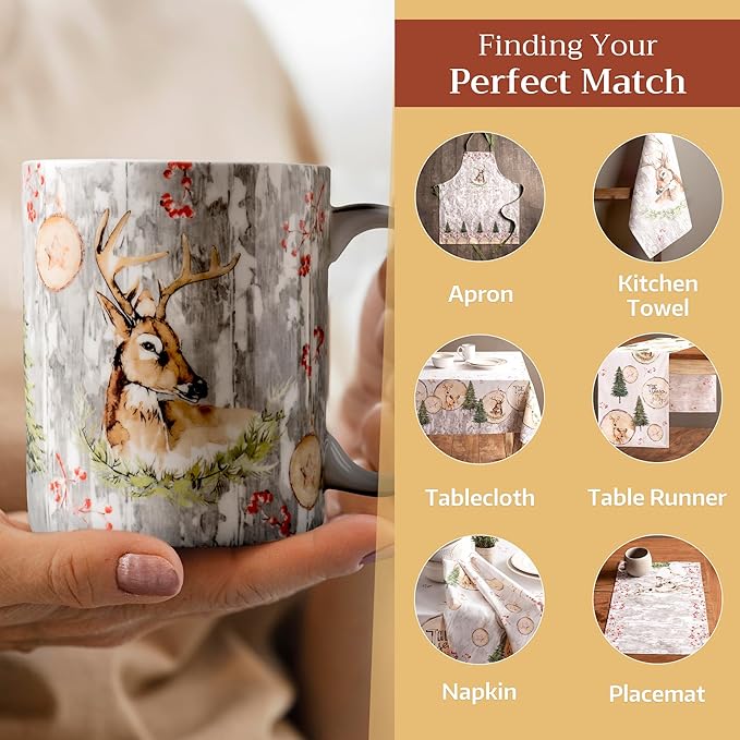 Maison d' Hermine Coffee Mug with Handles Fine Bone China Mugs Pack of One Tea Cups for Hot Beverages Cappuccino Latte Home Restaurant Office Perfect for Gift (Mountain Life - Chalet, 12 Ounce)