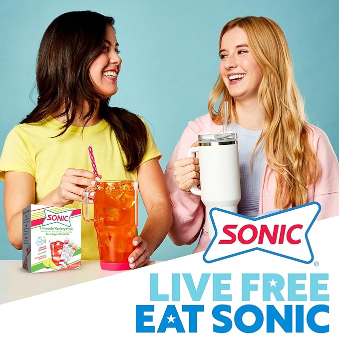 Sonic Singles To Go Limeade Variety Pack, Watertok Powdered Drink Mix, Includes 3 Flavors, Limeade, Cherry and Strawberry 1 Box (40 Servings)