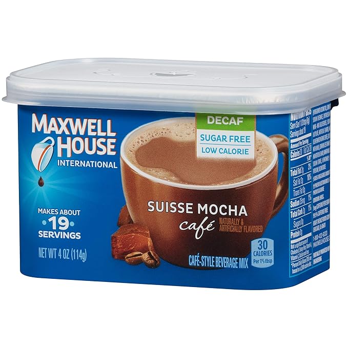 Maxwell House International Coffee Decaf Sugar Free Suisse Mocha Cafe, 4 Ounce