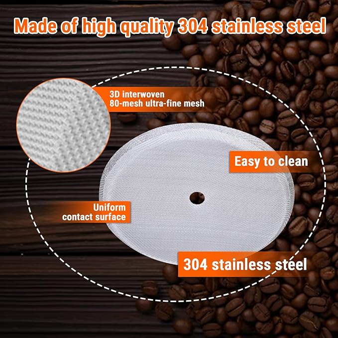 5 Pack French Press Replacement Filters, French Press Screen Replacement 3 Inch Stainless Steel Coffee Filter for 600ml French Press Coffee Pot