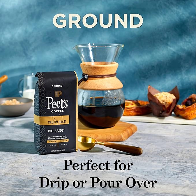 Peet's Coffee, Medium Roast Ground Coffee - Big Bang 10.5 Ounce Bag (Pack of 2)