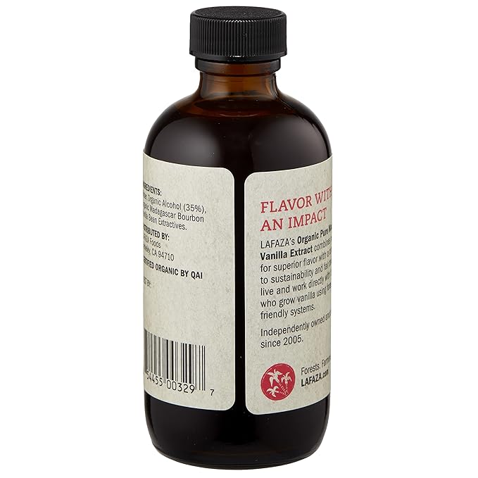 Lafaza Organic Pure Madagascar Bourbon Vanilla Extract, All-Natural (4 fl oz)