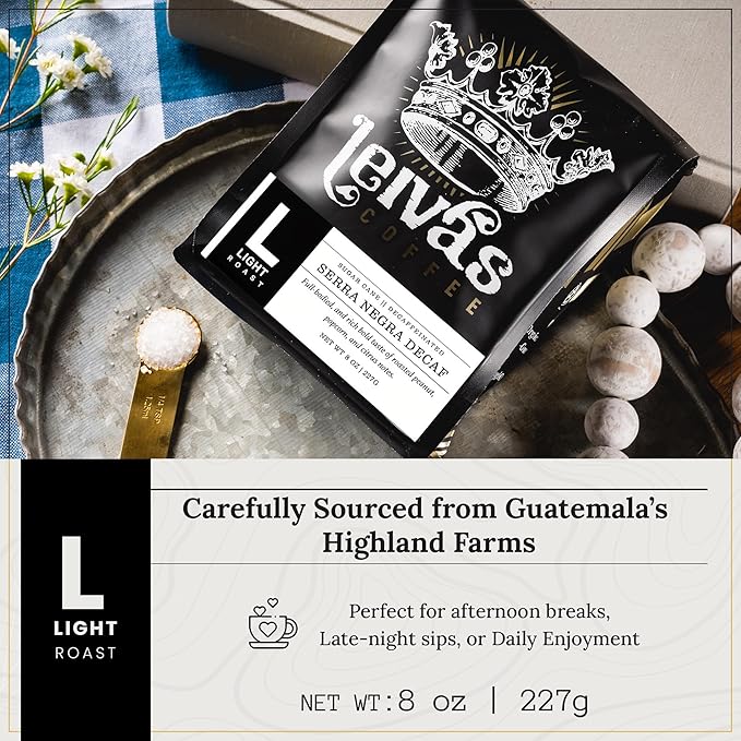 LEIVA'S COFFEE - Ground Decaf - Serra Negra - Sugar Cane Process - Single-Origin Guatemalan - Smooth & Rich Flavor - 8oz