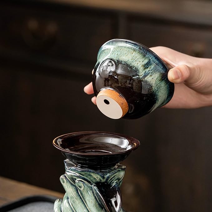 Kungfu Tea Sets Ceramic Teapot with Infuser Loose Leaf Tea Teapot with 8 cups (Gradient Hand)
