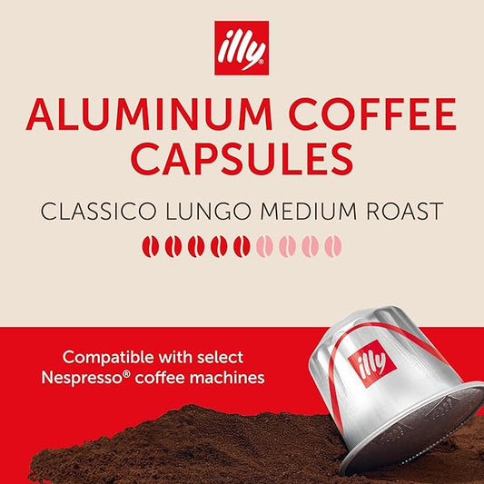 illy Espresso Compatible Capsules, Coffee Pods for Nespresso Original Line Machine, Classico Lungo Medium Roast, 100% Arabica, Premium Italian Coffee, Single Serve, 10 Count, 5 Pack