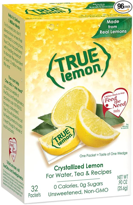 True Lemon Crystalized Lemon 32 Packet Box (3 Pack)= 96 Single Packets