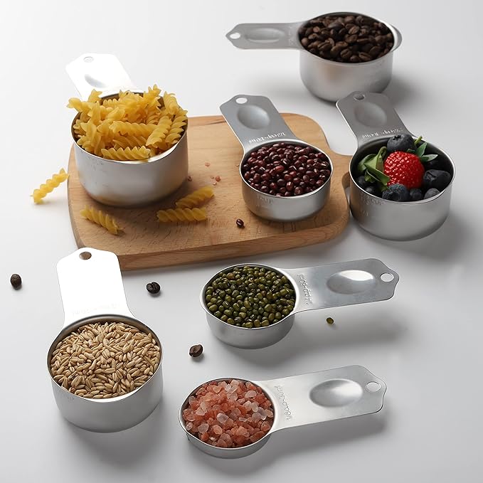 Stainless Steel Measuring Cups Set of 7 Stackable Heavy Duty Measuring Cups for Dry and Liquid Ingredients