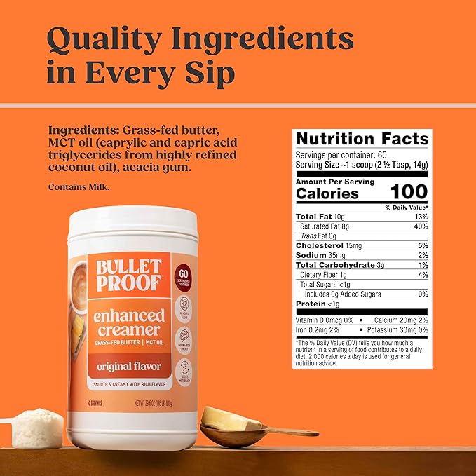 Bulletproof Original Creamer, 29.6 Ounces, Keto Coffee Creamer with MCT Oil and Grass-Fed Butter, Value Offering, Packaging May Vary