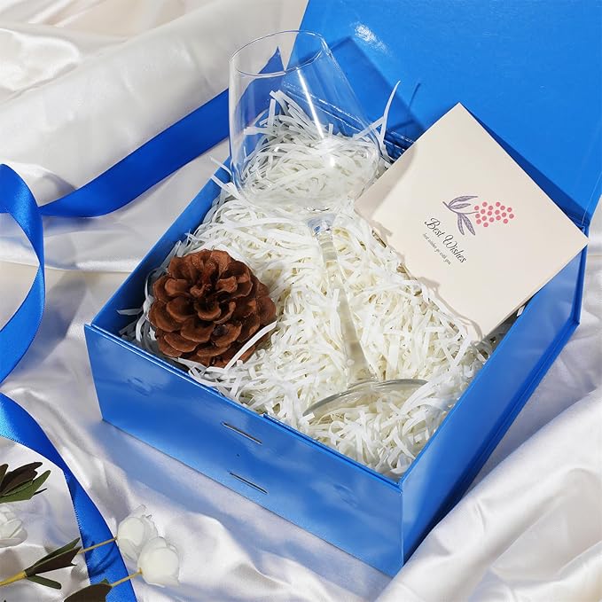 OEMVALATY Blue Gift Box,12x10x5 Inches Gift Boxes with Lids for Presents with Magnetic Closure and Ribbon for Wedding,Storage,Birthday(5-Pack)