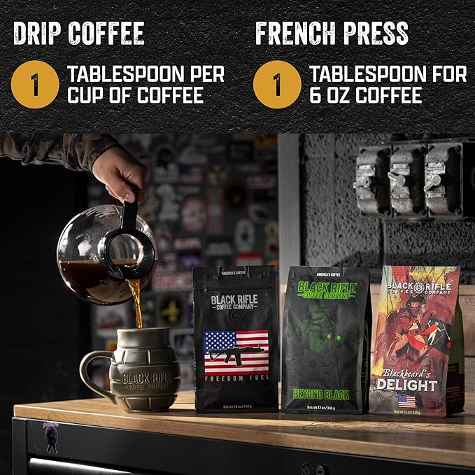 Black Rifle Coffee Company Beyond Black, 5 lb Bag, Ground Coffee Dark Roast - Roasted Blend Made from Arabica Beans - Colombian & Brazilian Beans - Veteran Founded & American Made