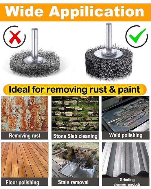 10 Pack Wire Wheel Brush Wire Wheel Brush for Drill Attachment, Rocaris 2 Inch Heavy Duty Wire Brushes Removal Paint Rust & Corrosion, 0.0118" Carbon Steel Wire, 1/4in Shank, 20000RPM