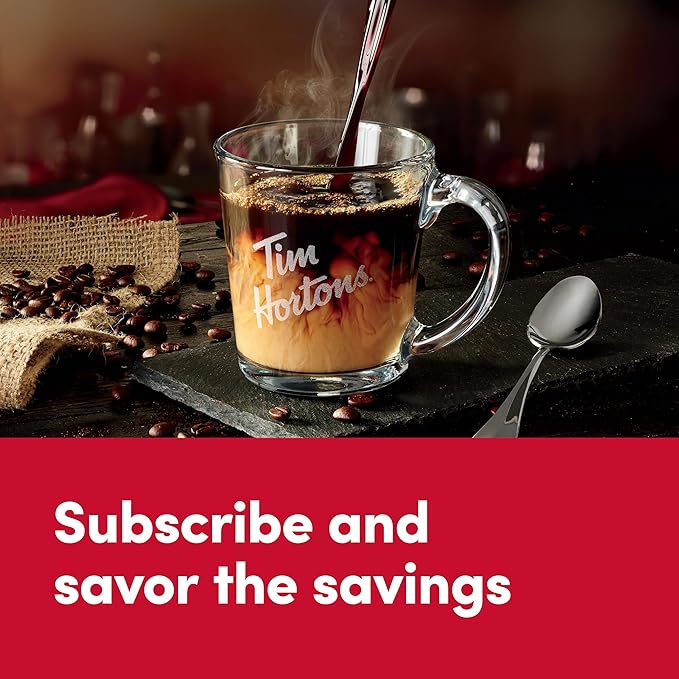 Tim Hortons Dark Roast Coffee, Single-Serve K-Cup Pods Compatible with Keurig Brewers, 32ct K-Cups,Red (Pack of 2)