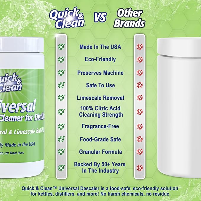 Quick & Clean Universal Descaler - 2lbs - Made in the USA - Granule Descaling Powder for Distilling Machines & More - Removes Mineral & Limescale Build Up
