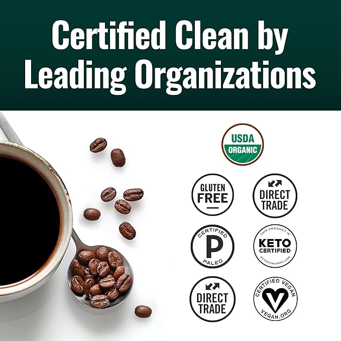 Natural Force - Organic Clean Coffee Classic, Mold & Mycotoxin Free, Lab Tested for Toxins & Purity, Low Acidity, Incredible Taste & Aroma, Ground Medium Roast, 10 oz